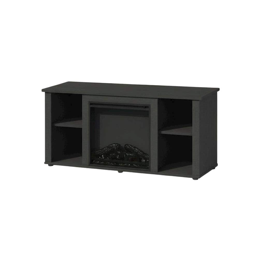 FurniFact - Electric Fireplace TV Stand with Storage for 55 Inch Screens - Brown