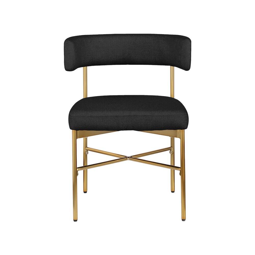 Alt View 2. Meridian Furniture - Rivage Black Durable Linen Textured Fabric Dining Chair, Set of 2 - Black.