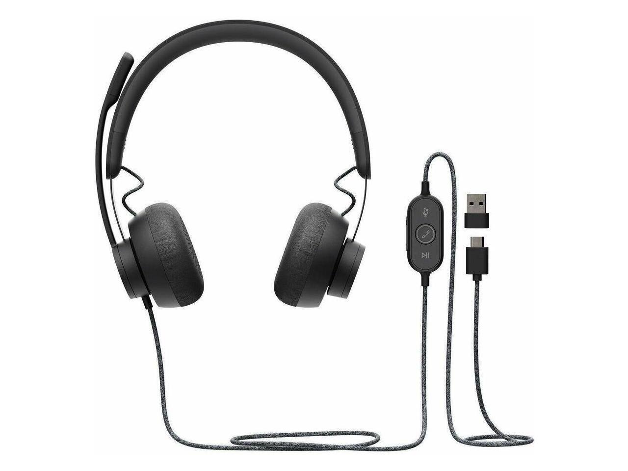 Alt View 1. Logitech - Logitech Zone Wired 2 Noise-Canceling Headset (UC) - Off-white - White.