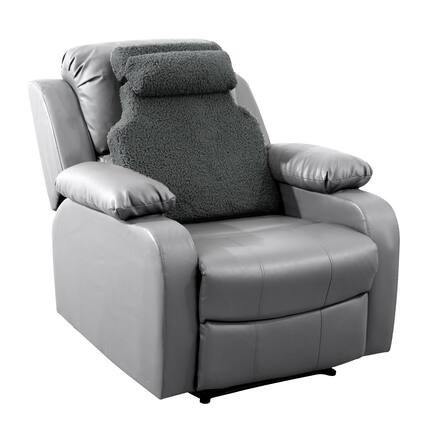 Front. Fabibe - Sherpa Fleece Lumbar Support Pillow with Headrest for Recliner,Memory Foam Recliner Chair Cushion for Back Pain - Grey.