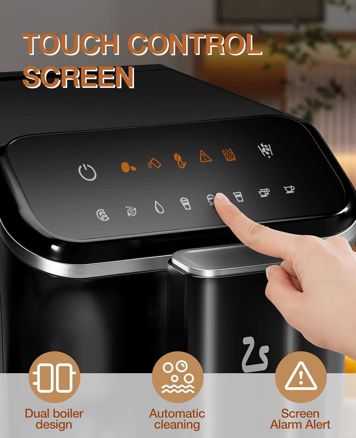 TOUCH CONTROL SCREEN

- Dual boiler design
- Automatic cleaning
- Screen Alarm Alert