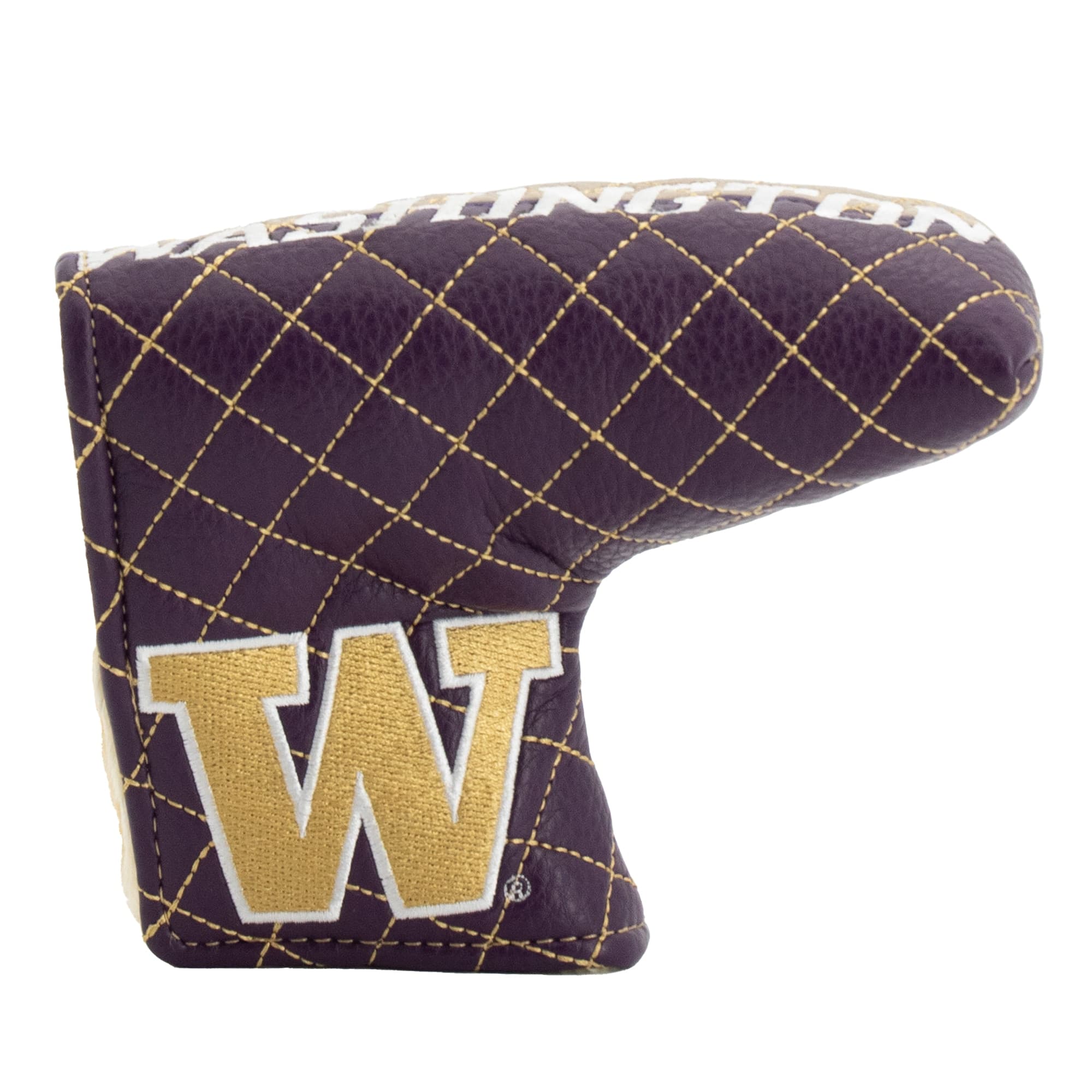 Front. Team Golf - Washington Huskies Quilted Blade Putter Cover - Multicolor.