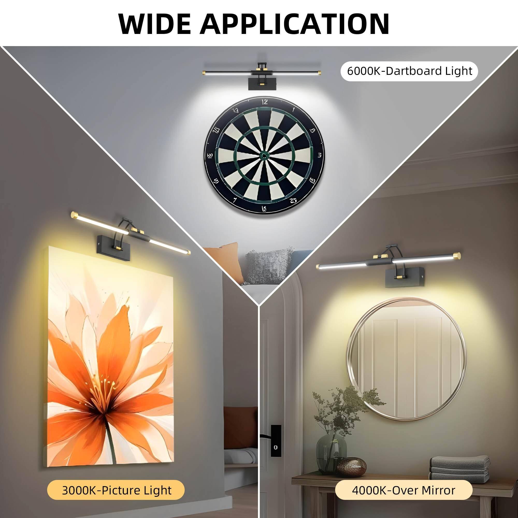 WIDE APPLICATION

- 6000K-Dartboard Light
- 3000K-Picture Light
- 4000K-Over Mirror