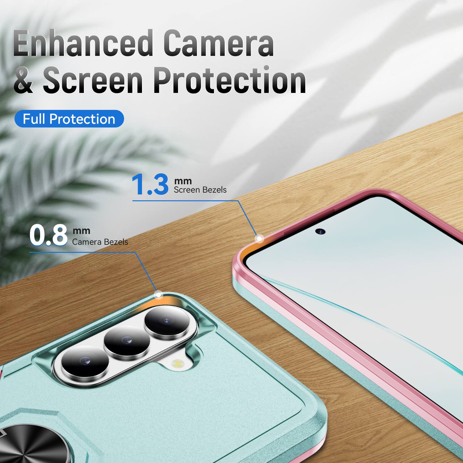 Enhanced Camera & Screen Protection  
Full Protection  
1.3 mm Screen Bezels  
0.8 mm Camera Bezels