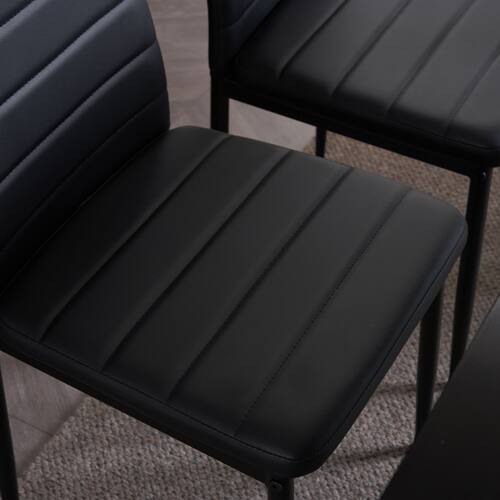 Alt View 3. Winado - Set of 4 Dining Room Chairs Kitchen Chairs PU Leather Breakfast Furniture - Black.
