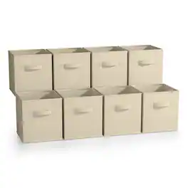 Sorbus - Fabric Storage Cubes - 8 Foldable Storage Bins for Organizing Pantry, Cubbies, Toy Box - Clothes Storage - Beige