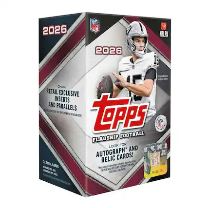 2026
NFL
NFLPA
2026
Menclase ega Riders CHASE RETAIL EXCLUSIVE INSERTS AND PARALLELS DETALS BIRRY, TOPPS FLAGSHIP FOOTBALL LOOK FOR AUTOGRAPH* AND RELIC CARDS!
72 TOTAL CARDS. NFL TOTAL CARDS WITH EXP CARDS CONTAIN REDEMPTION VISIT TOPPS.COM PACKS PER BOX MAY PURCHASE NECESSARY, ENTRIC) CARDS BOX OND FOR DETAILS AND 394885711 PER PACK