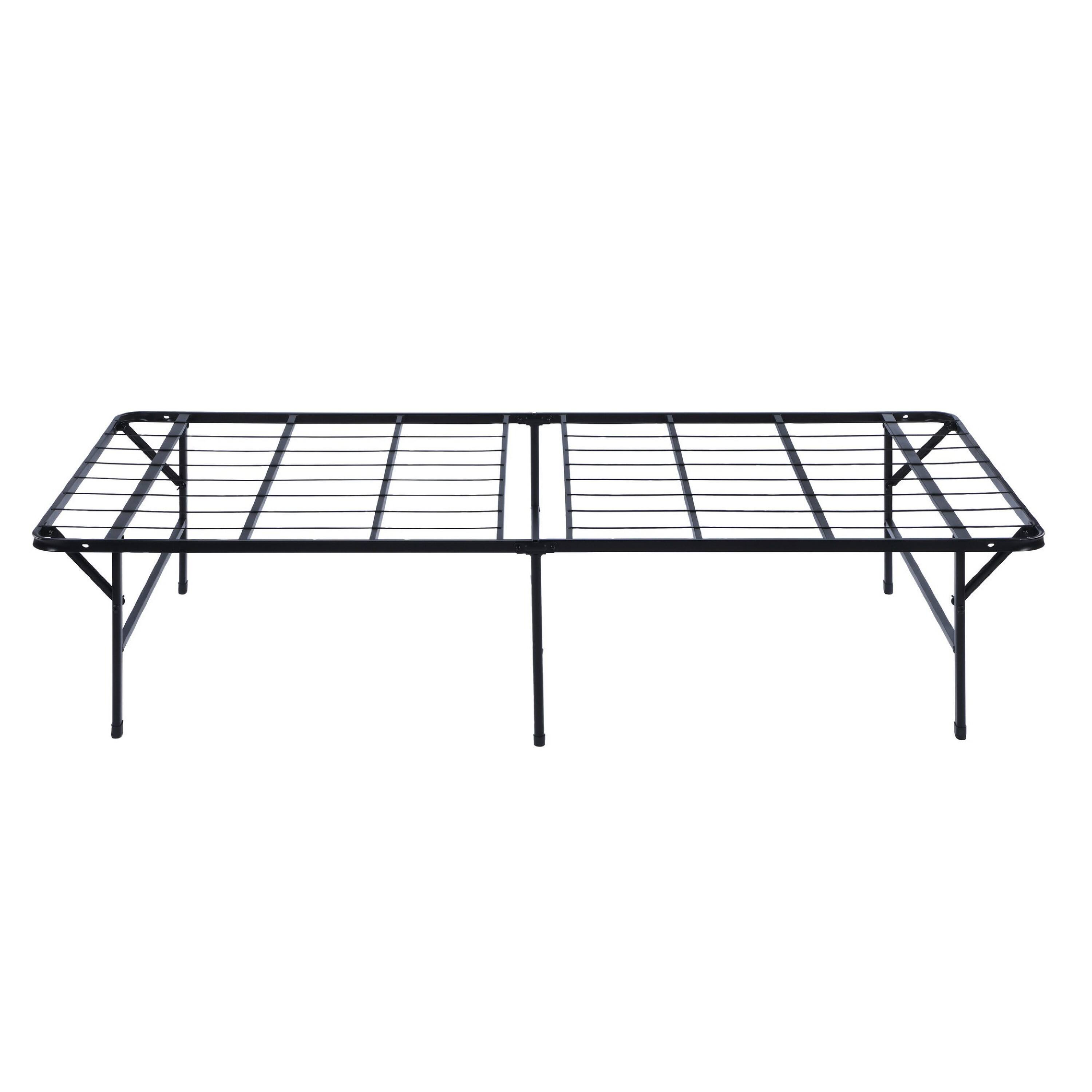 Left. Manhattan Lane - Adel Full Size Low Profile Bed, Foldable Metal Frame - Black.