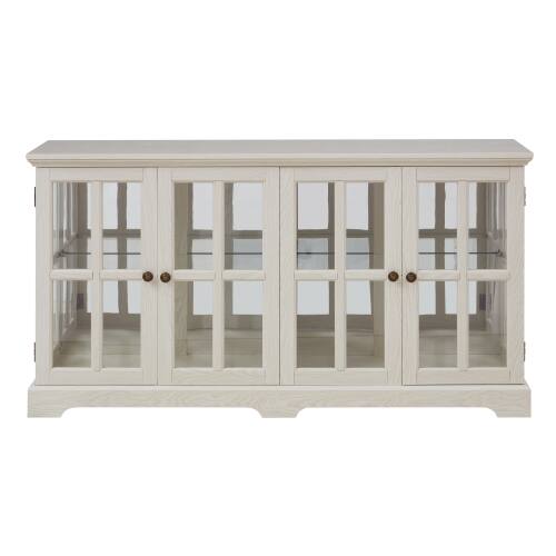 Alt View 8. LUCKY ONE - Freestanding LED Curio Display Cabinet with Adjustable Shelves Four Doors Vintage Bookcase for Collectibles - White.