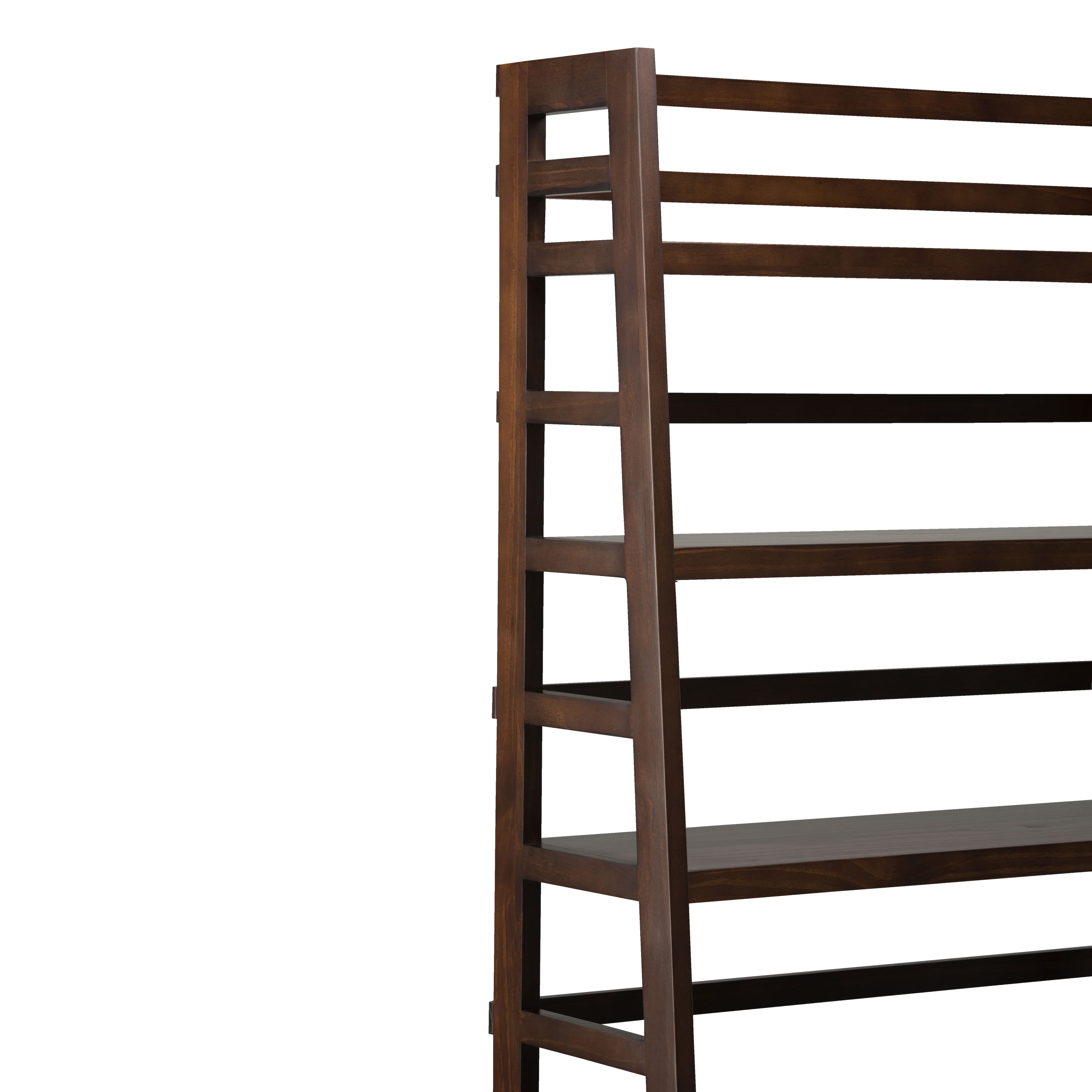Alt View 13. Simpli Home - Acadian Wide Ladder Shelf Bookcase - Brunette Brown.