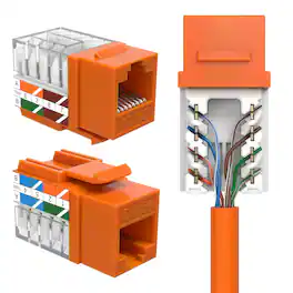Cables Direct Online - Cat5e 45° Angled RJ45 Keystone Jack, 8P8C 110 Punch-Down, Gold-Plated Contacts, 1Gbps, ANSI/TIA Compliant - Orange