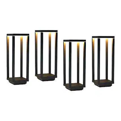 Front. Dawnrise - Simple Style Rechargeable LED Cordless Table Lmap for Dinner with Stepless Dimmable & Waterproof (4-Pack) - Black.