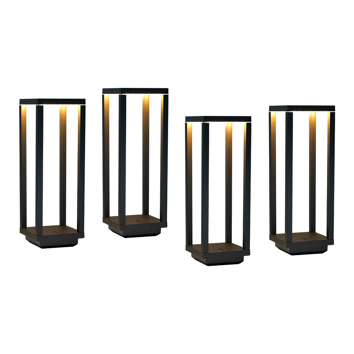 Front. Dawnrise - Simple Style Rechargeable LED Cordless Table Lmap for Dinner with Stepless Dimmable & Waterproof (4-Pack) - Black.