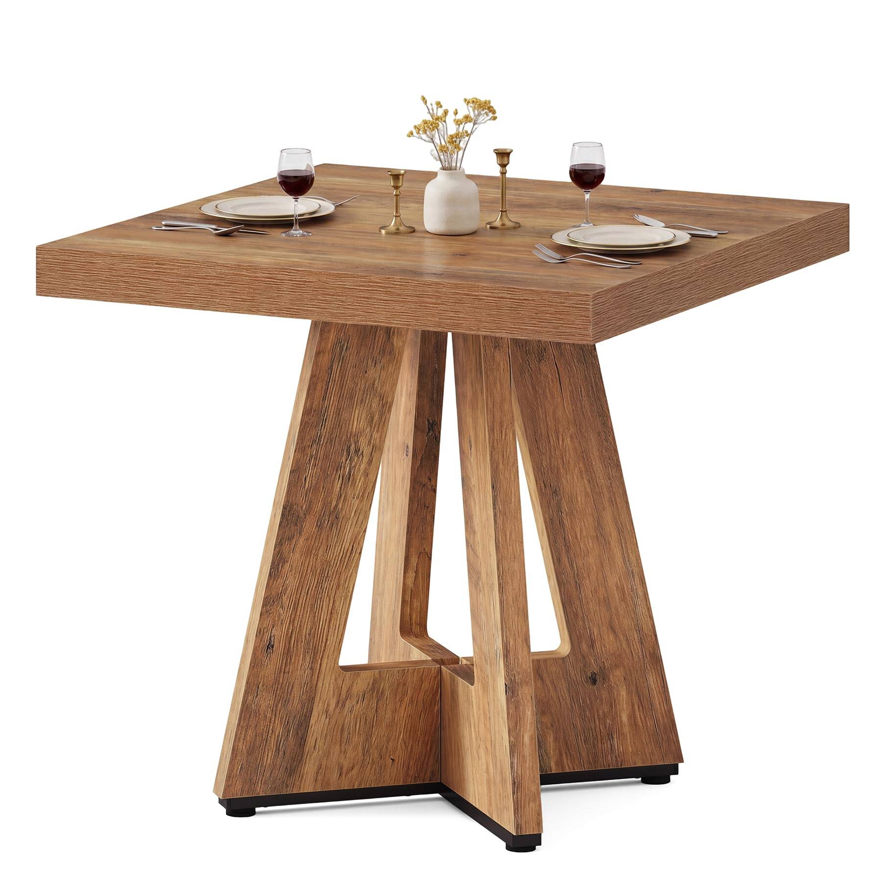 Alt View 4. Tribesigns - 31.5-Inch Square Dining Table with Pedestal Base and Spacious Tabletop for Kitchen or Dining Room - Dark Brown.