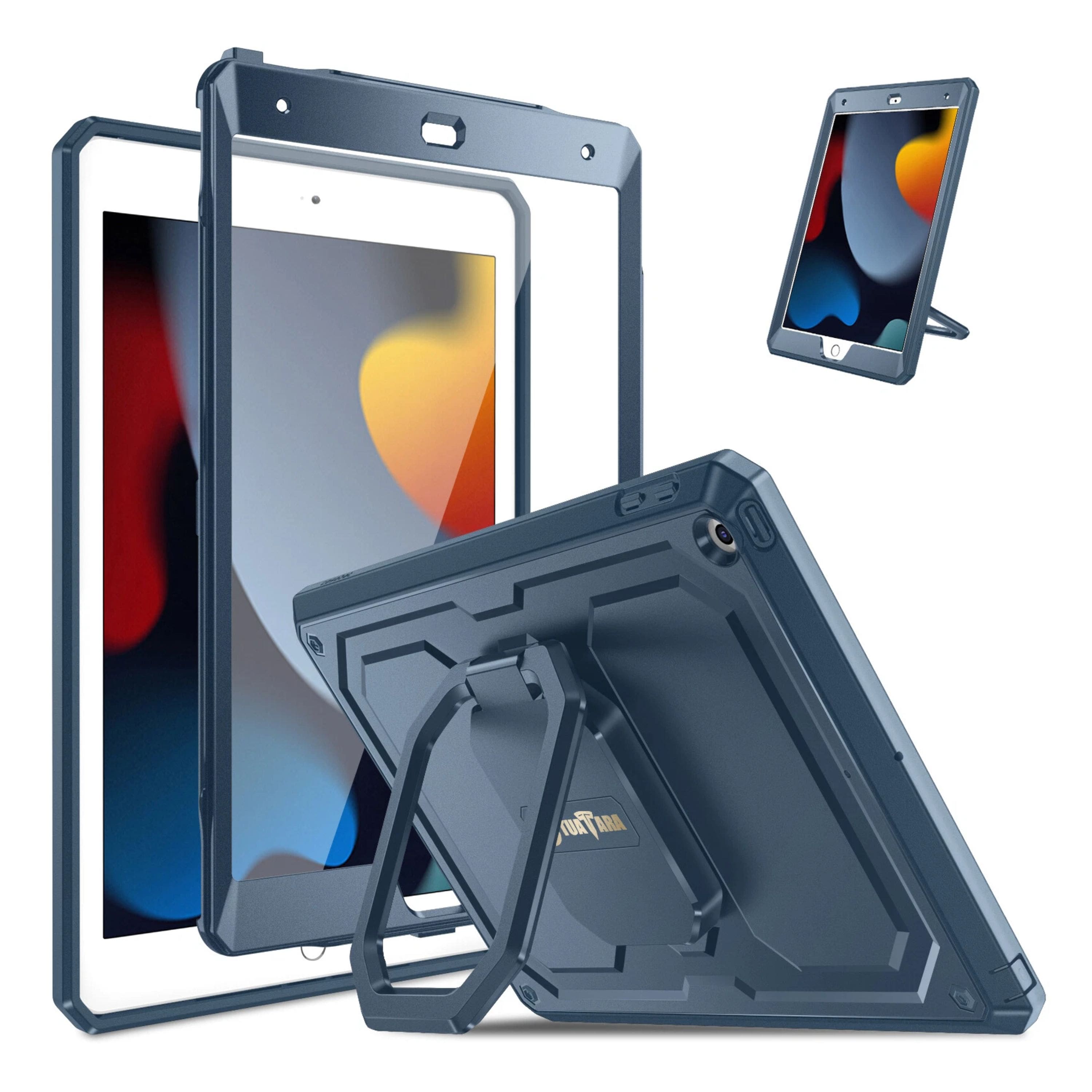 Kitcheniva - Rotating Case Cover Built-in Screen Protector For iPad 10.2" 9th Generation 2021 - Navy