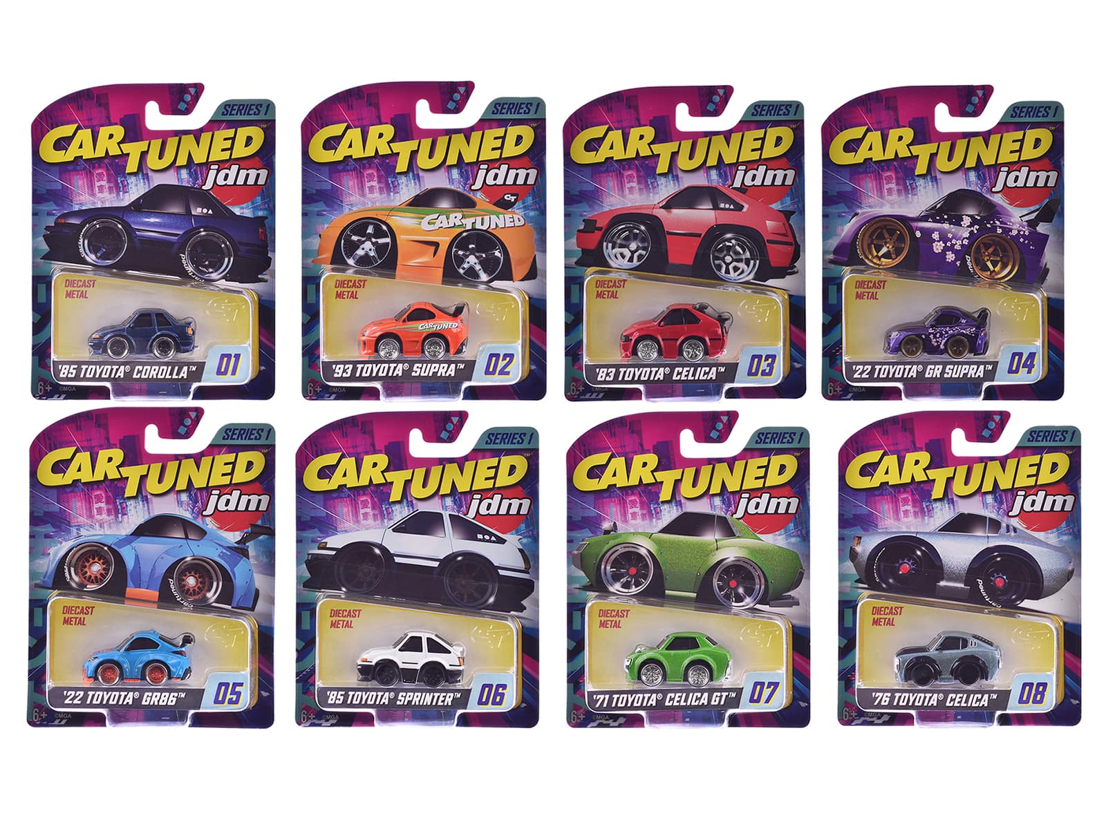 Car Tuned - JDM Tuners Series 1 Set of 8 Pieces Diecast Model Cars by CarTuned - Multi