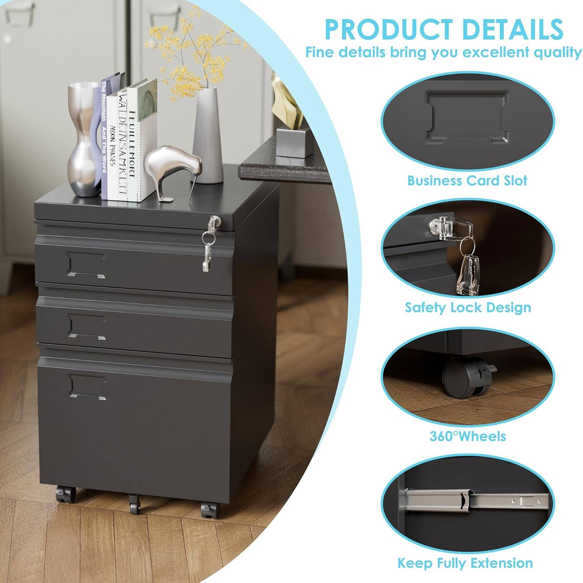 The Mountain WAI An The MOON WATDEINSAMKEIT FUILLE Ward PHASES INSAMK MORI TI

PRODUCT DETAILS
Fine details bring you excellent quality

- Business Card Slot
- Safety Lock Design
- 360° Wheels
- Keep Fully Extension