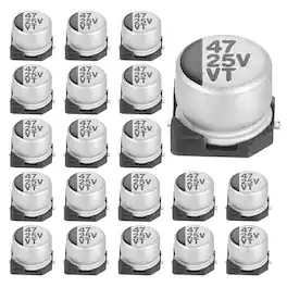 Unique Bargains - 47uF 25V SMD Aluminum Electrolytic Capacitor, Low Impedance, 6.3x5.4mm, 20pcs, for TV/Computer/DIY - Silver