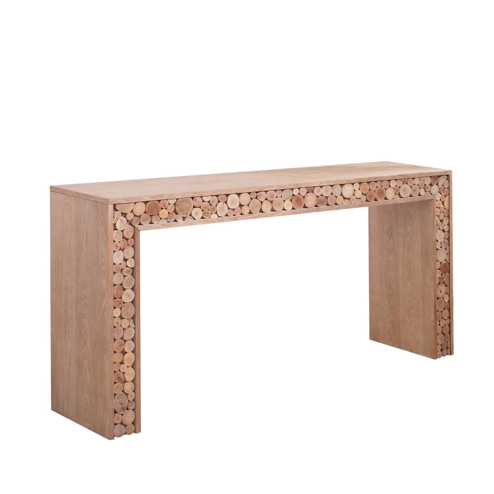 Back. GOODSILO - Rustic Wood Console Table with Natural Log Accents – Slim Entryway Sofa Table for Modern Farmhouse Decor - Natural.
