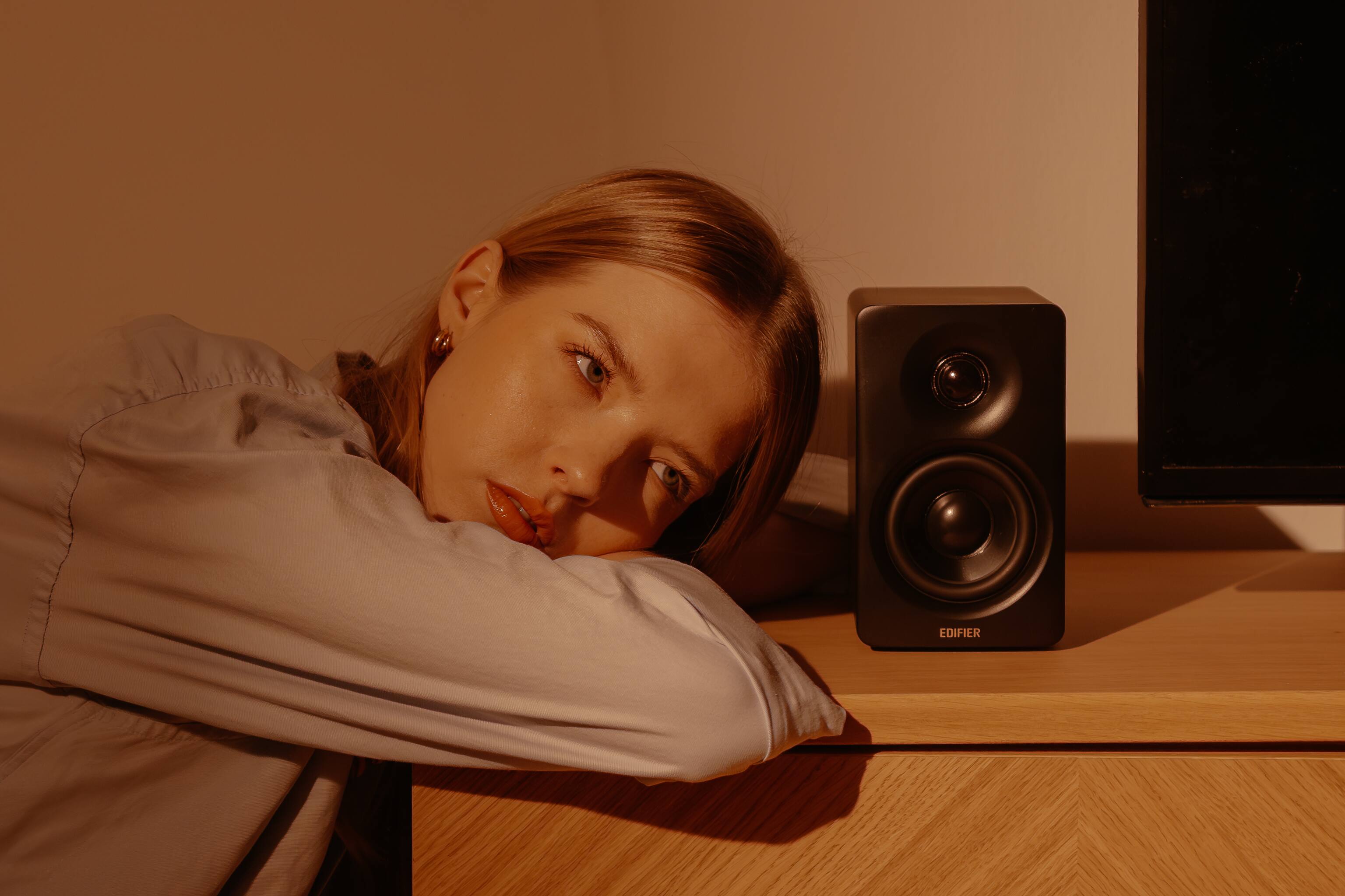 Alt View 9. Edifier - M60 Compact Desktop 2.0 Speakers (Pair) - Oak Brown.