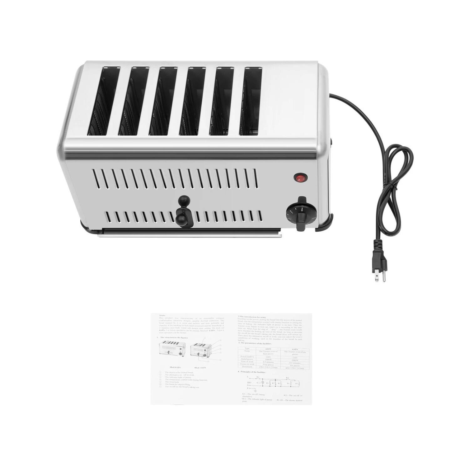 Back. Stock Preferred - 6-Slot Commercial Stainless Steel Toaster - Silver.