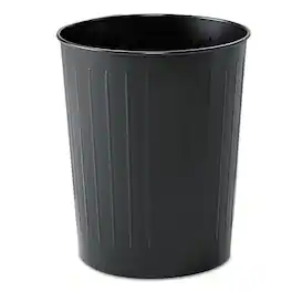 Safco - Round Wastebaskets, 6 gal, Steel, Black