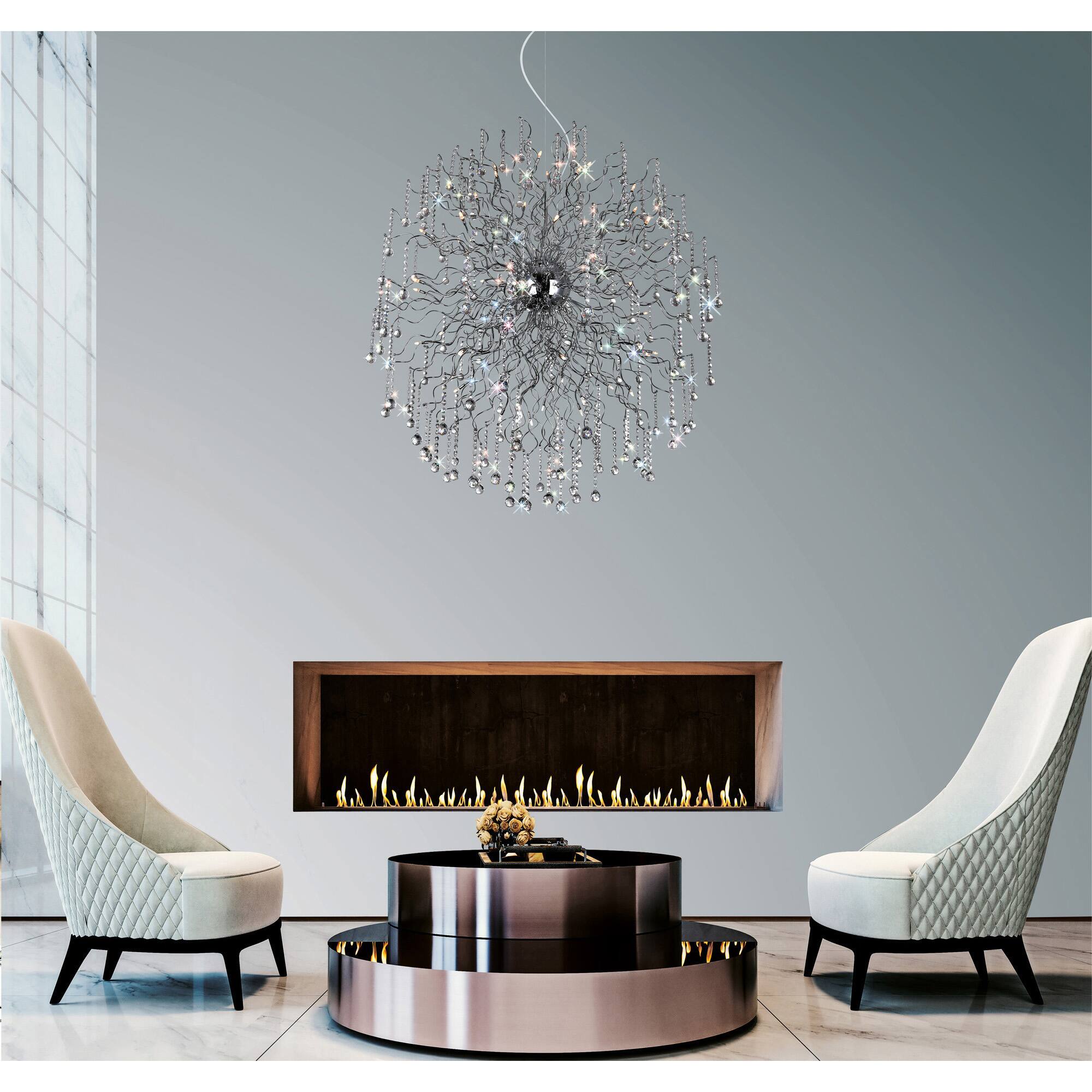 Angle. CWI Lighting - Cherry Blossom 32 Light Chandelier With Chrome Finish - Chrome.