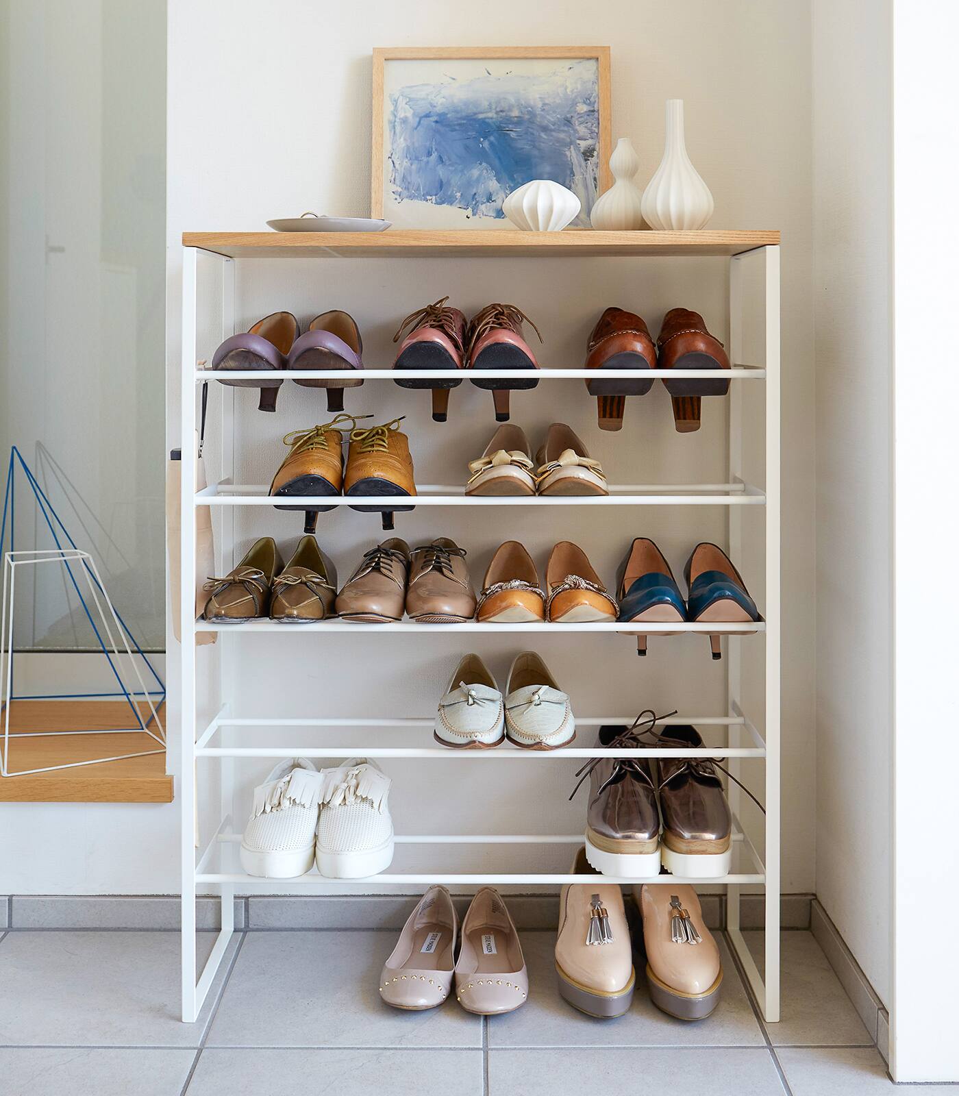 Alt View 1. Yamazaki Home - Six-Tier Shoe Rack (34" H)  - Steel - White.