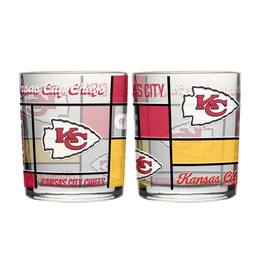 Logo Brands - Kansas City Chiefs 12oz. Quilted Stained Two-Pack Rocks Glass Set - Multicolor