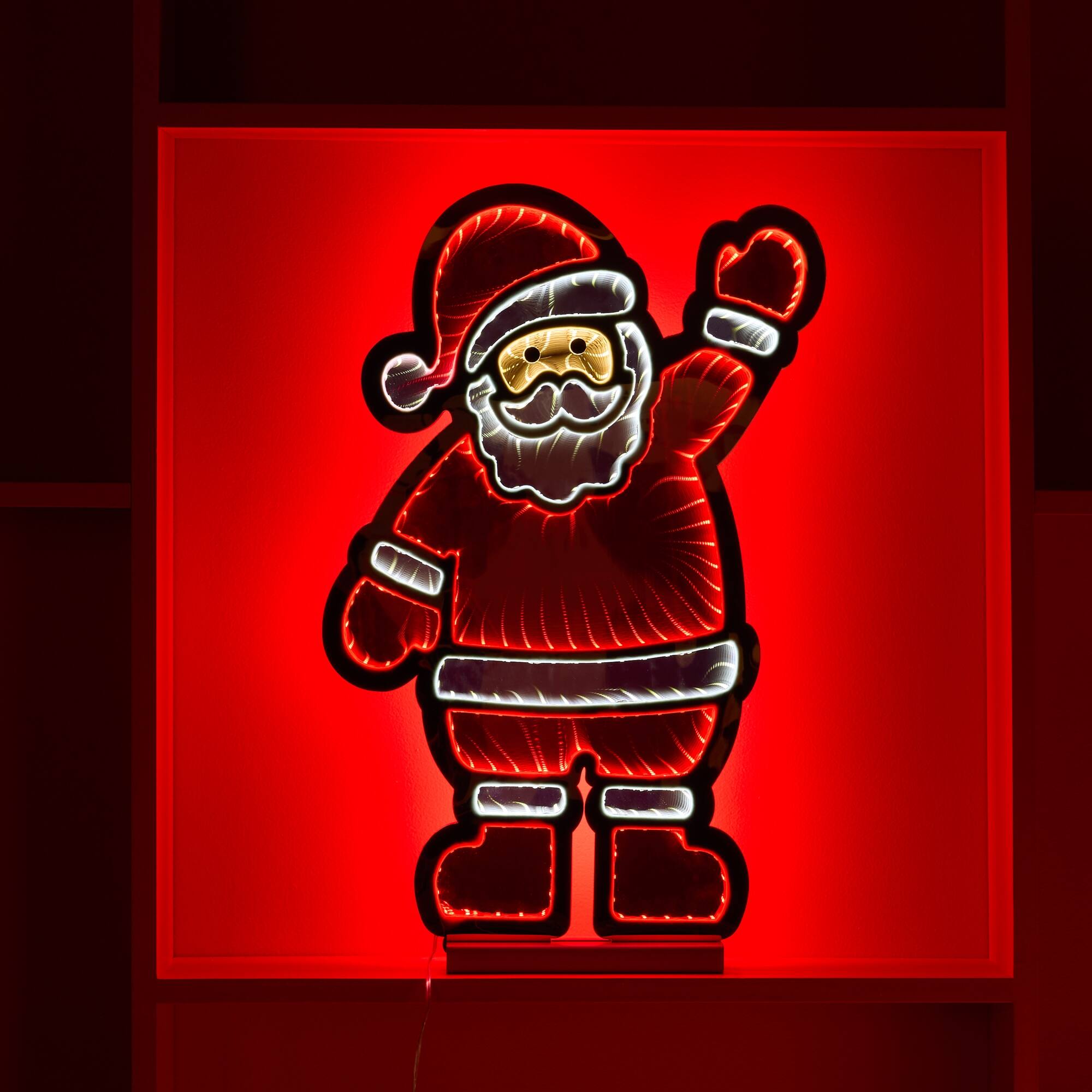 Back. BreeBe - Waving Santa Ekko Light Display 22.5"H - Red, White.