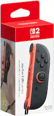 The text on the image reads: "NINTENDO SWITCH Joy-Con 2 rouge (R) Joy-Con clair 2 - (R) Joy-Con Light 2 (R) rojo Red claro + - Y C X A Incudes one controller. Indet ure manette. Incuye U9 control."