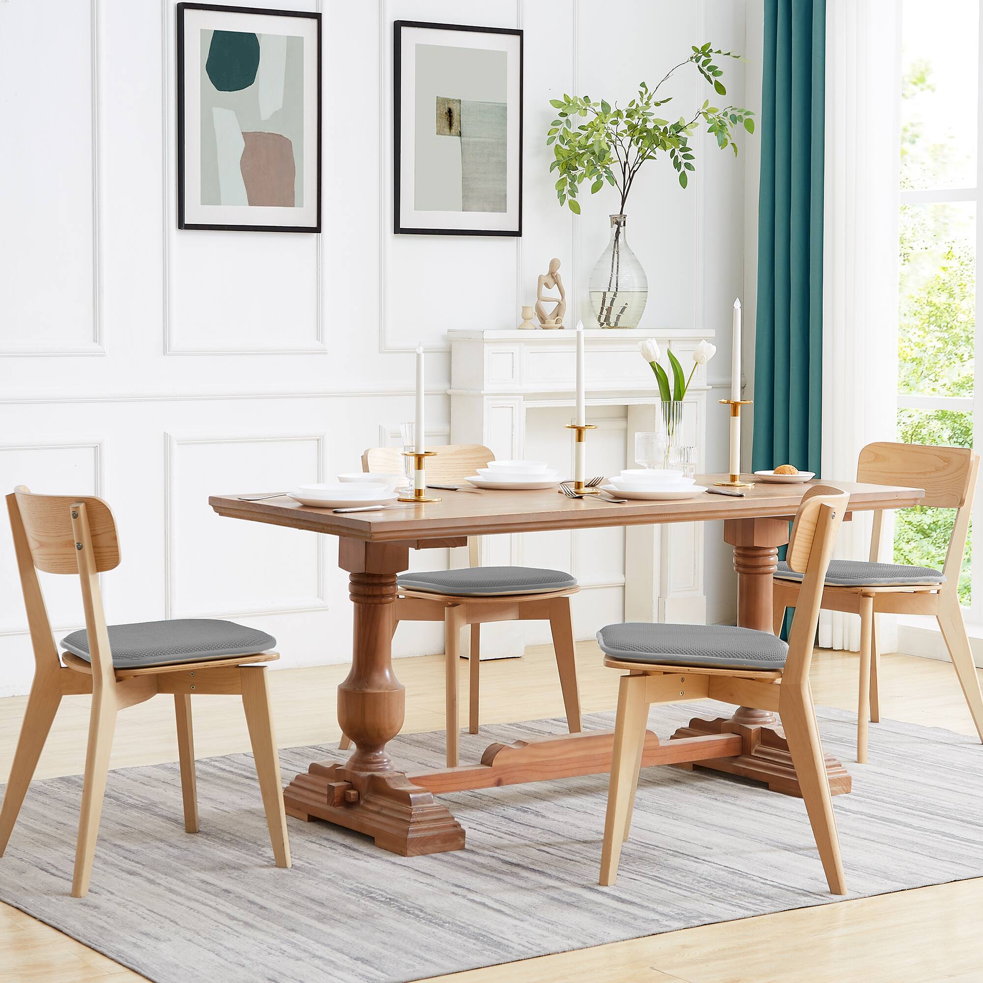 Alt View 2. Sweet Home Collection - Honeycomb Memory Foam No Slip Back 16" x 16" Chair Pad Cushion, 4-Pack - Silver.