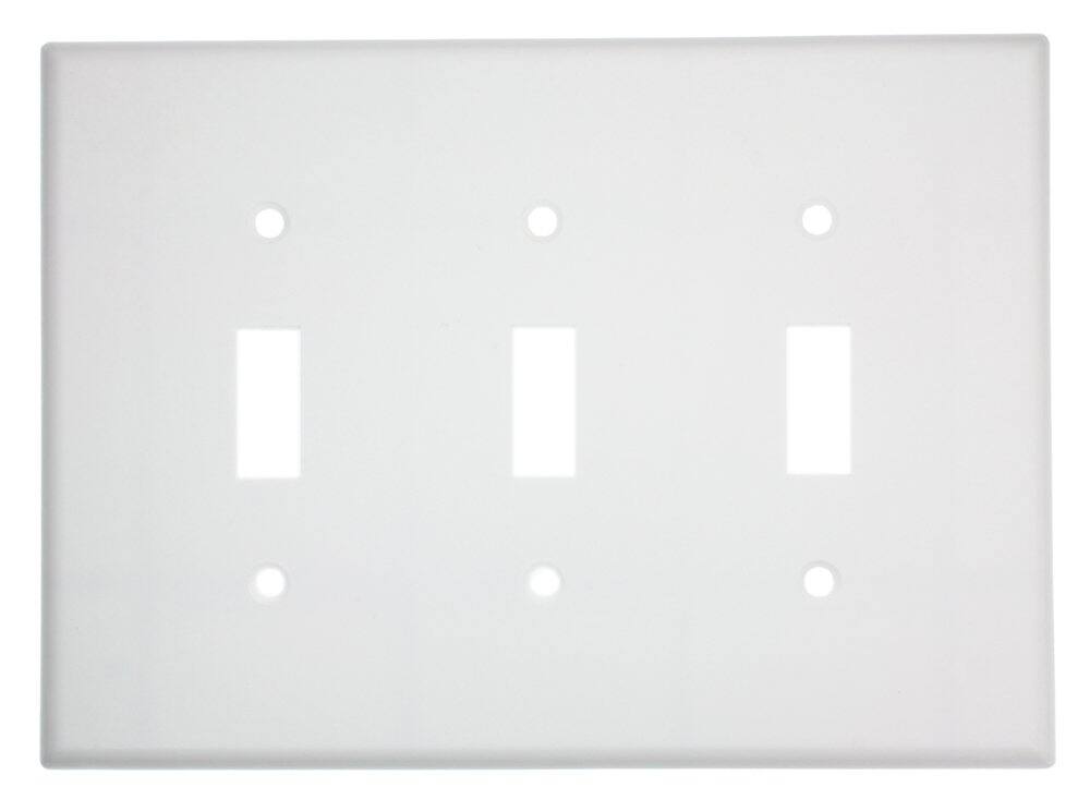 Front. Leviton - Leviton White 3 gang Plastic Toggle Wall Plate 1 pk - White.