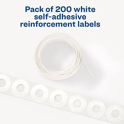 Pack of 200 white self-adhesive reinforcement labels