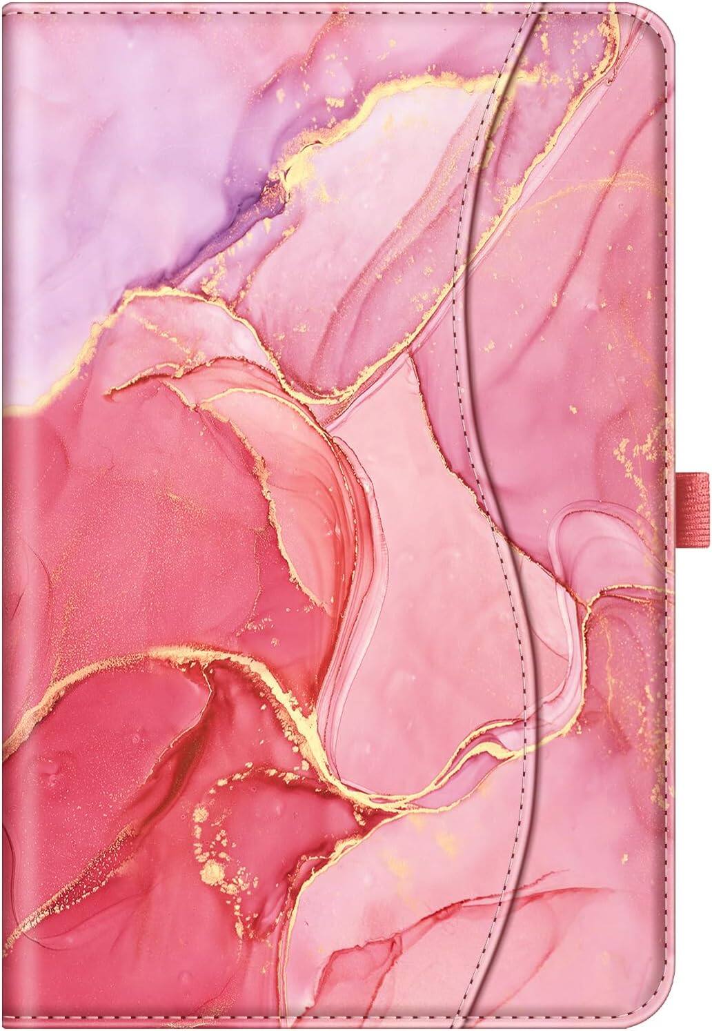 Alt View 5. Fintie - Multi-Angle Case for Samsung Galaxy Tab S10 Lite/ Tab S10 FE/ Tab S9 FE/ Tab S9, With Front Card Pocket, Auto Wake/Sleep - Marble Pink.
