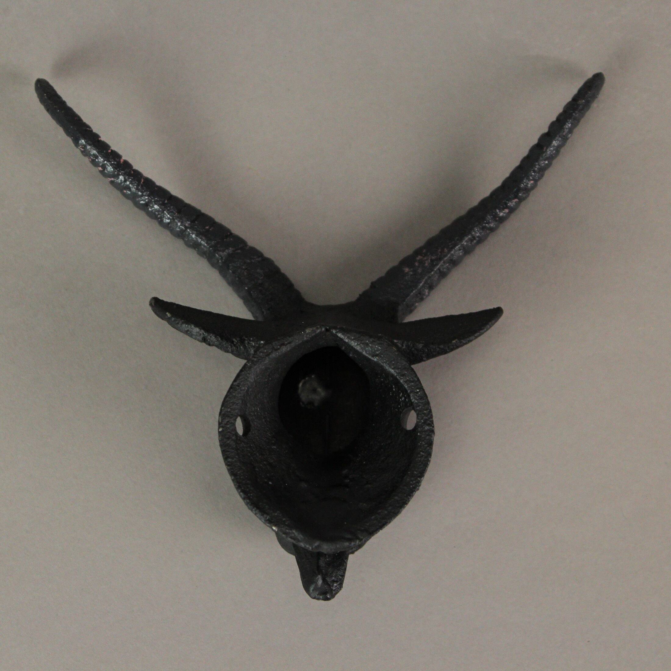 Alt View 5. Zeckos - Set of 2 Black Cast Iron Baphomet Wall Hooks -  6 inch Coat and Towel Racks - Black.