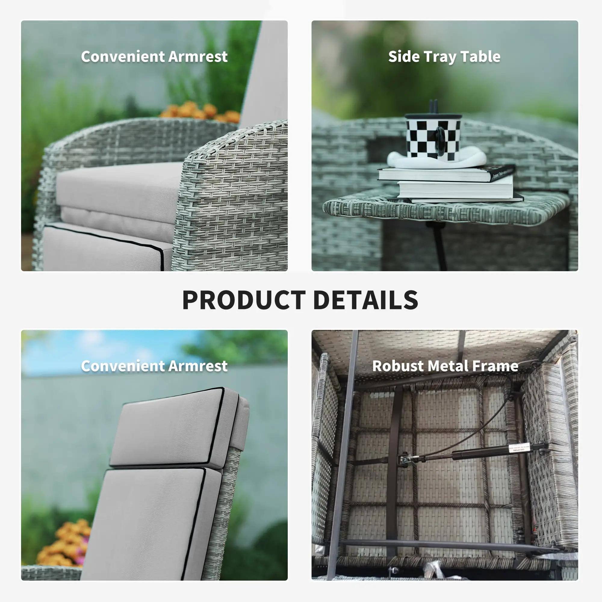 Convenient Armrest, Side Tray Table, PRODUCT DETAILS, Convenient Armrest, Robust Metal Frame