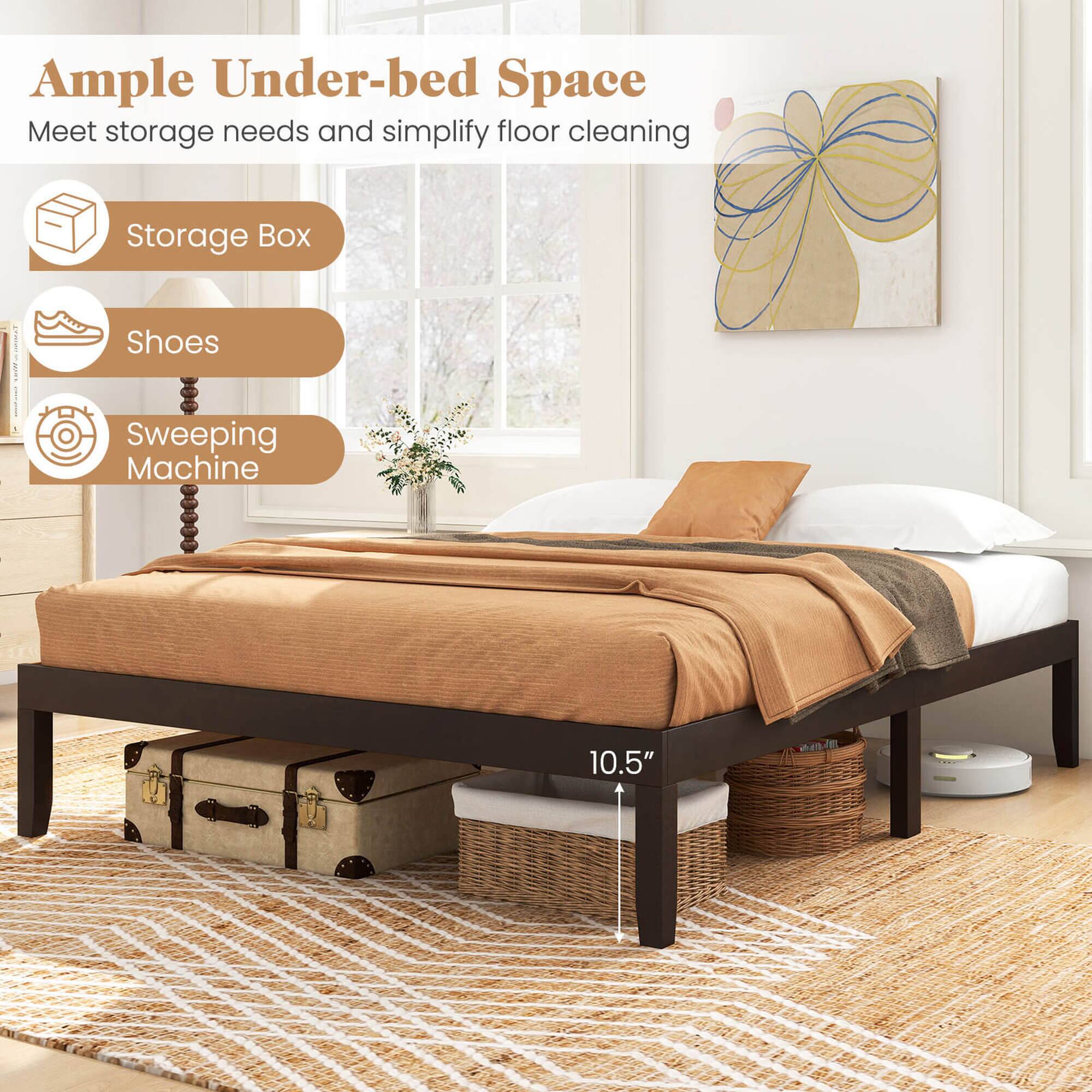 Ample Under-bed Space: Meet storage needs and simplify floor cleaning. Storage Box | Shoes | Sweeping Machine | 10.5"