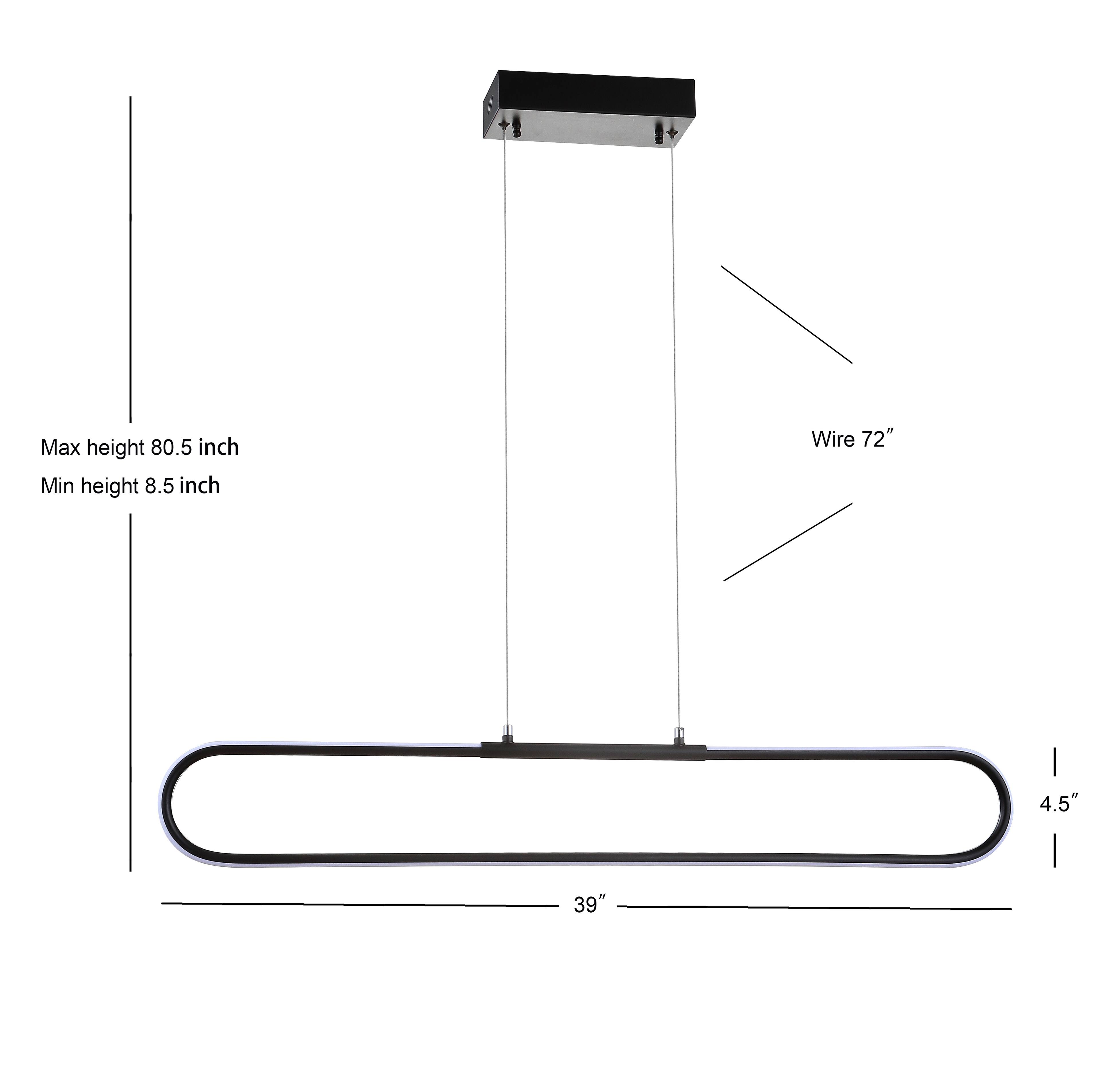 Max height 80.5 inch  
Min height 8.5 inch  
Wire 72"  
4.5"  
39"
