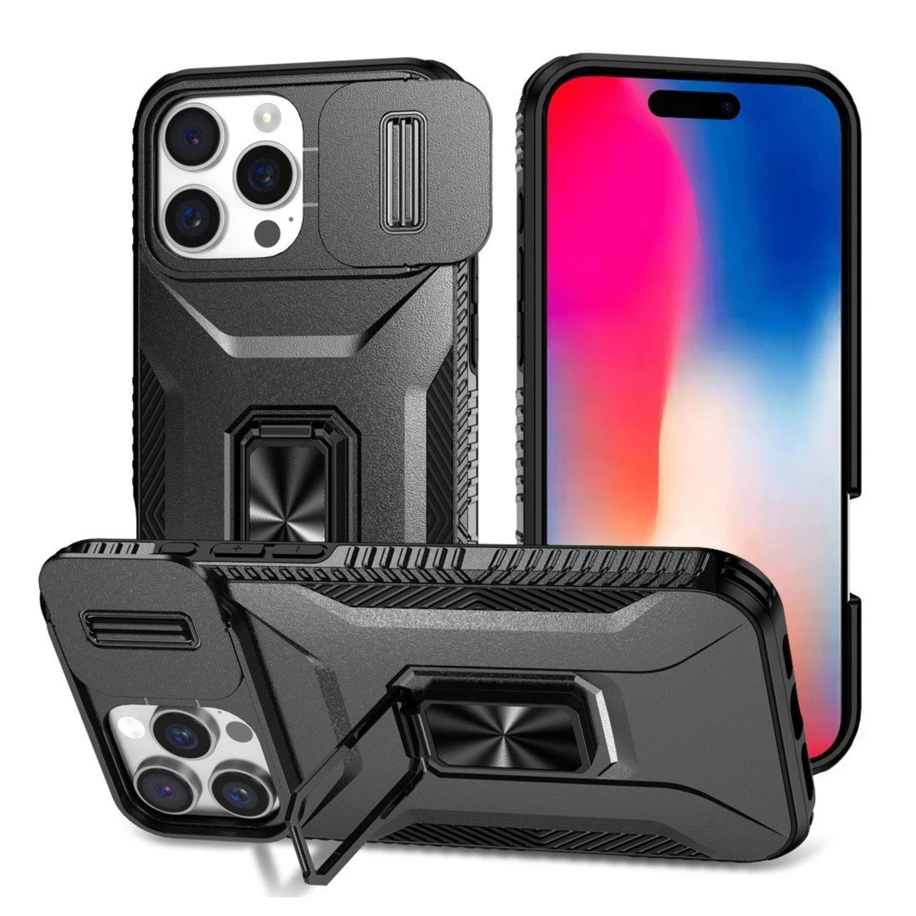 Kitcheniva - Complete Protection Magnetic Stand Phone Case With Tempered Glass For iPhone 16 Pro - Black price history on PriceWatchPro
