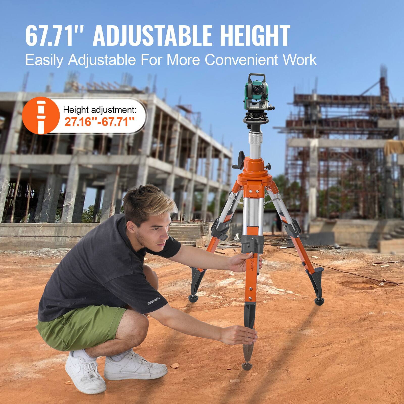 67.71" Adjustable Height  
Easily Adjustable For More Convenient Work  

Height adjustment: 27.16" - 67.71"