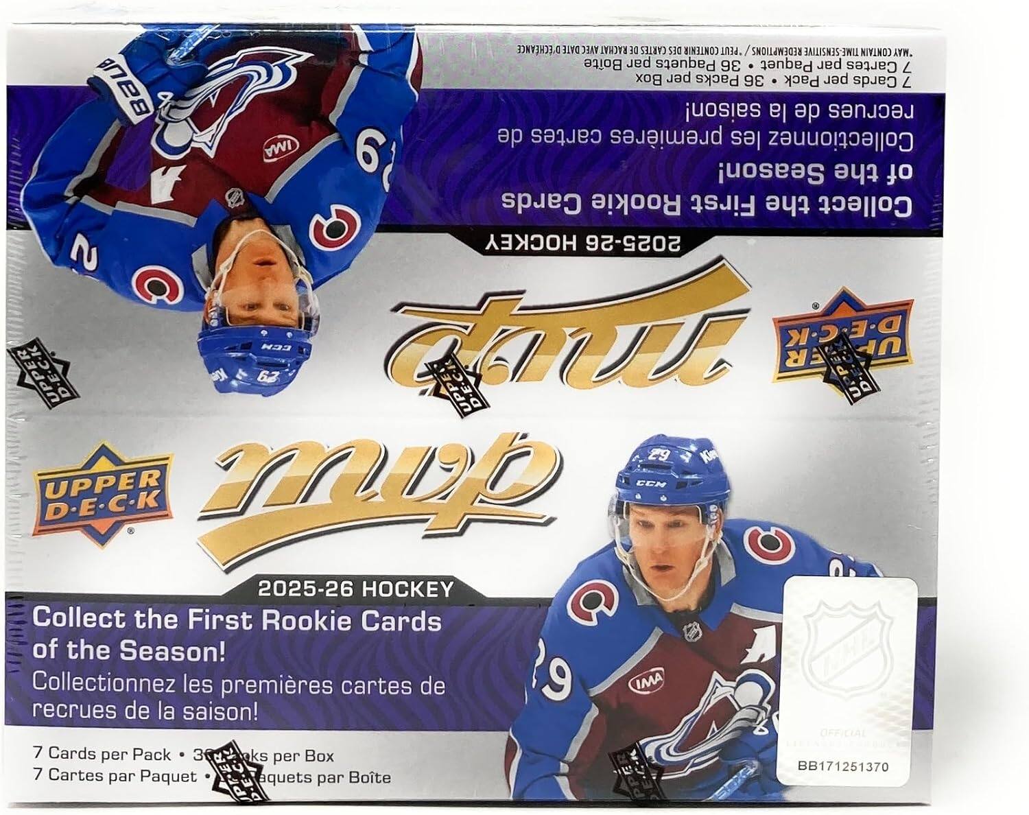 D'CHANCE D'YLE AVEC RACHAT DE CARTES DES CONTENIR "PEUT REDEMPTIONS TIME-SENSITIVE CONTAIN AW. Bote par Paquets 36 Paquet par Cartes 7 Box per Packs 36 Pack per Cards 7 BAU saison! la de recrues IMA de cartes premières les Collectionnez 61 Season! the of Cards Rookie First the Collect HOCKEY 2025-26 2 D-E-C-K Kie 62 ECH  D-E-C-R D.E.C.K R S UP 29 Kim UPPER ECN D-E-C.K mop 2025-26 HOCKEY Collect the First Rookie Cards C of the Season! Collectionnez les premières cartes de 9 IMA recrues de la saison! 6 OFFICIAL 7 Cards per Pack 3 aks Box per E.C-K BB171251370 7 Cartes par Paquet