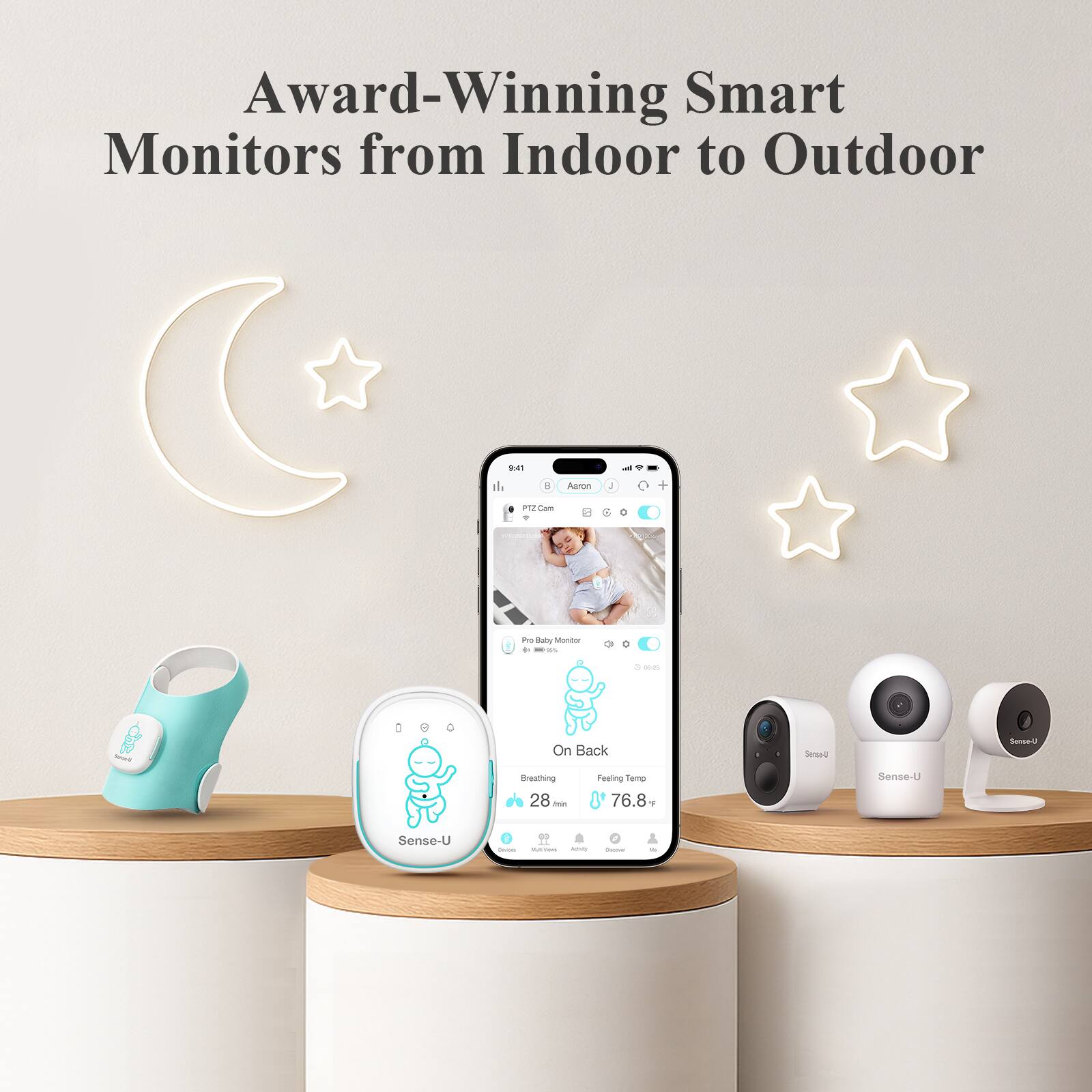 Award-Winning Smart Monitors from Indoor to Outdoor

Sense-U

On Back
Breathing 28 mm
Feeling Temp 76.8 °F