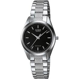 Casio - Women’s Black Dial Stainless Steel Watch - LTP-1274D-1A - Silver