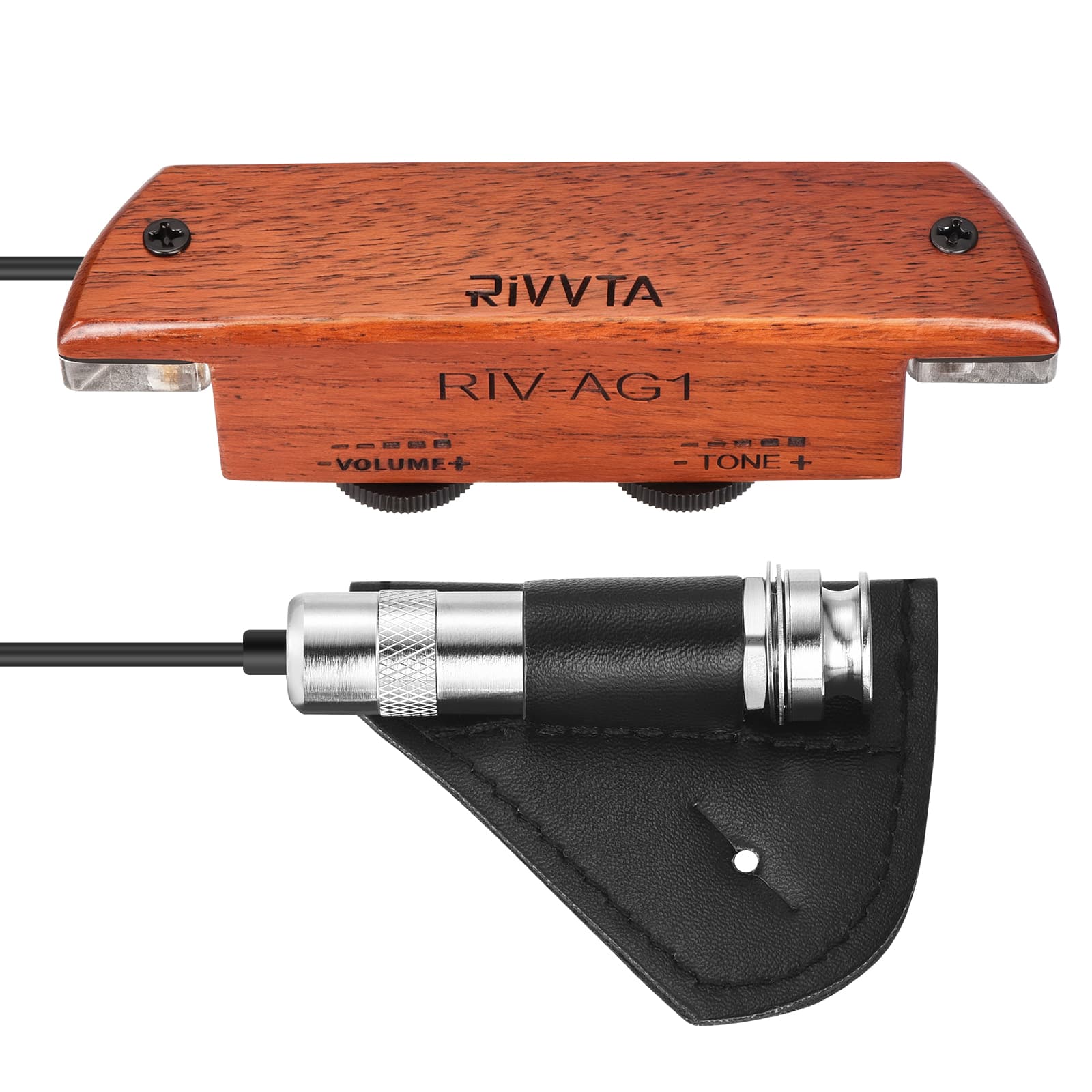 Unique Bargains - Acoustic Guitar Pickups Acoustic Pickup with Volume Tone Control for Standard Steel String Acoustic Guitars - Mahogany