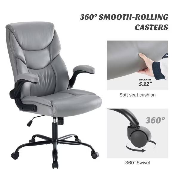 360° Smooth-Rolling Casters  
Thickness: 5.12"  
Soft Seat Cushion  
360° Swivel