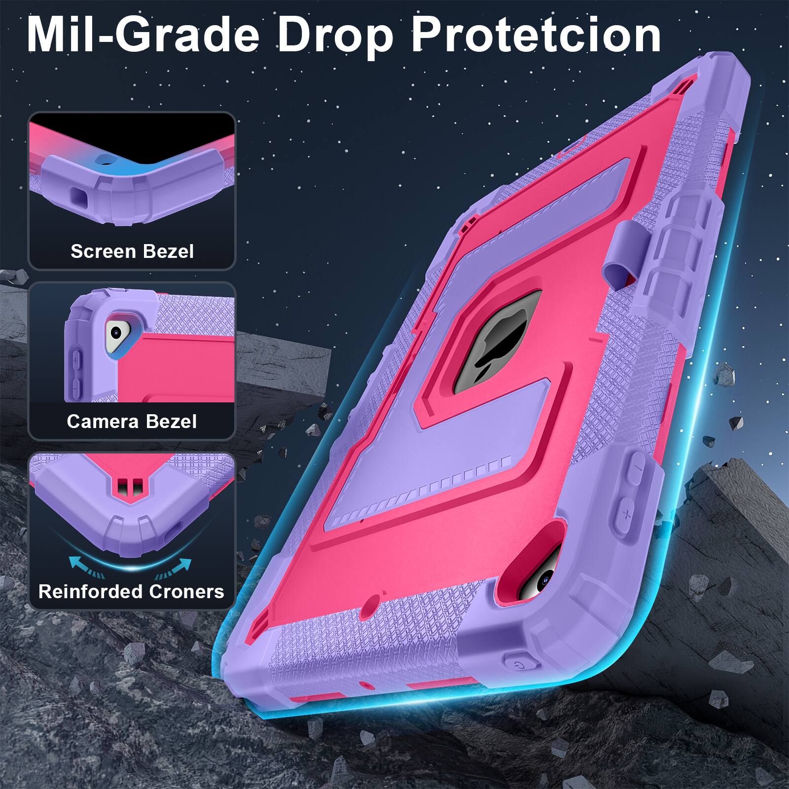 Mil-Grade Drop Protection  
Screen Bezel  
Camera Bezel  
Reinforced Corners