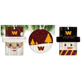 Fan Creations - Washington Commanders 3-Pack Ornament Set - Multicolor