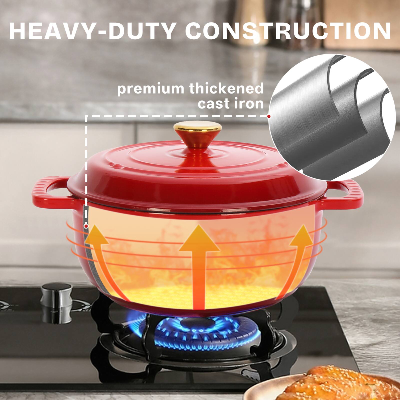 HEAVY-DUTY CONSTRUCTION  
premium thickened cast iron