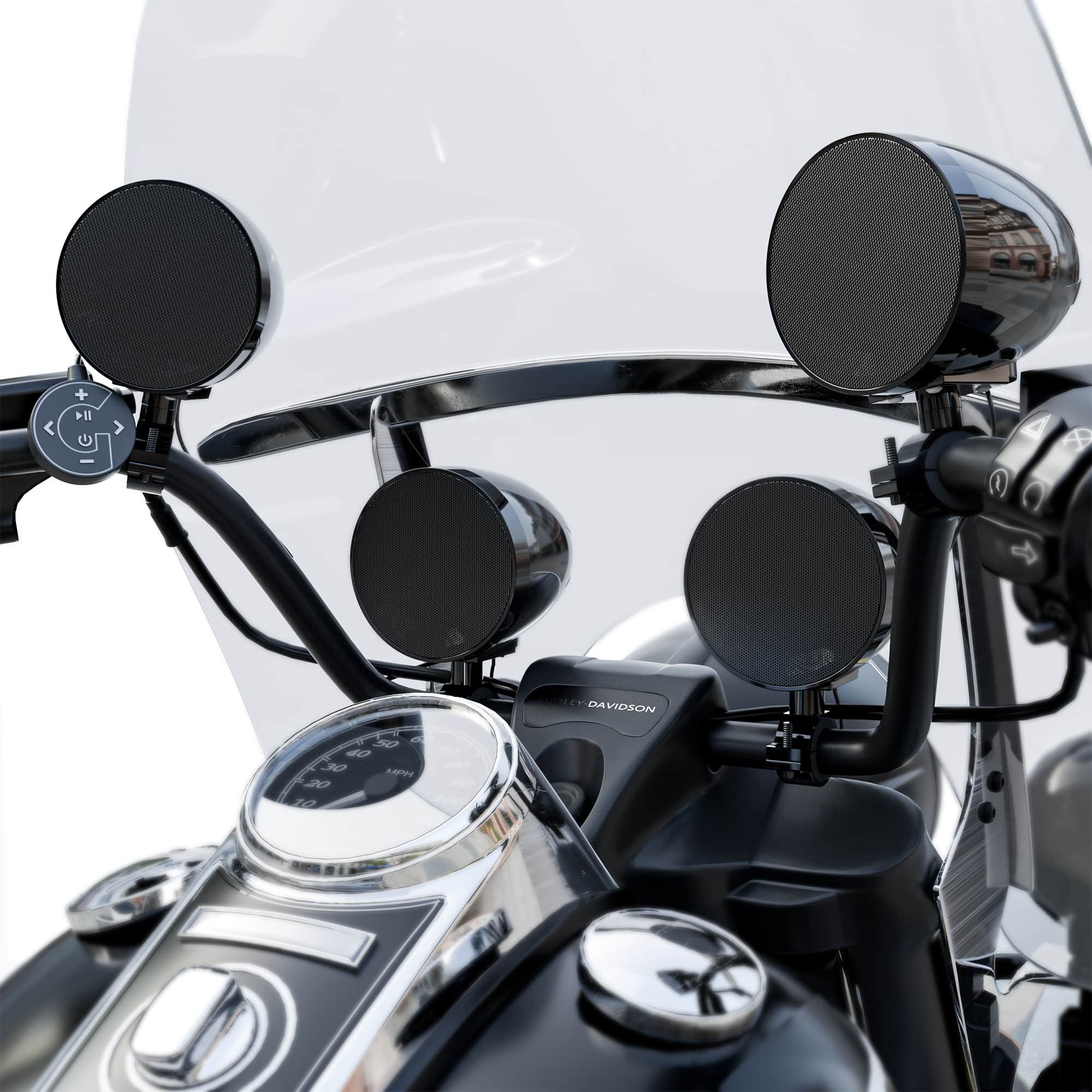 GoHawk - Motorcycle Bluetooth Speakers, 4-Speaker Waterproof Amplifier 4.1-CH Stereo Audio System w/ 4.25" Speakers for ATV, UTV - Black